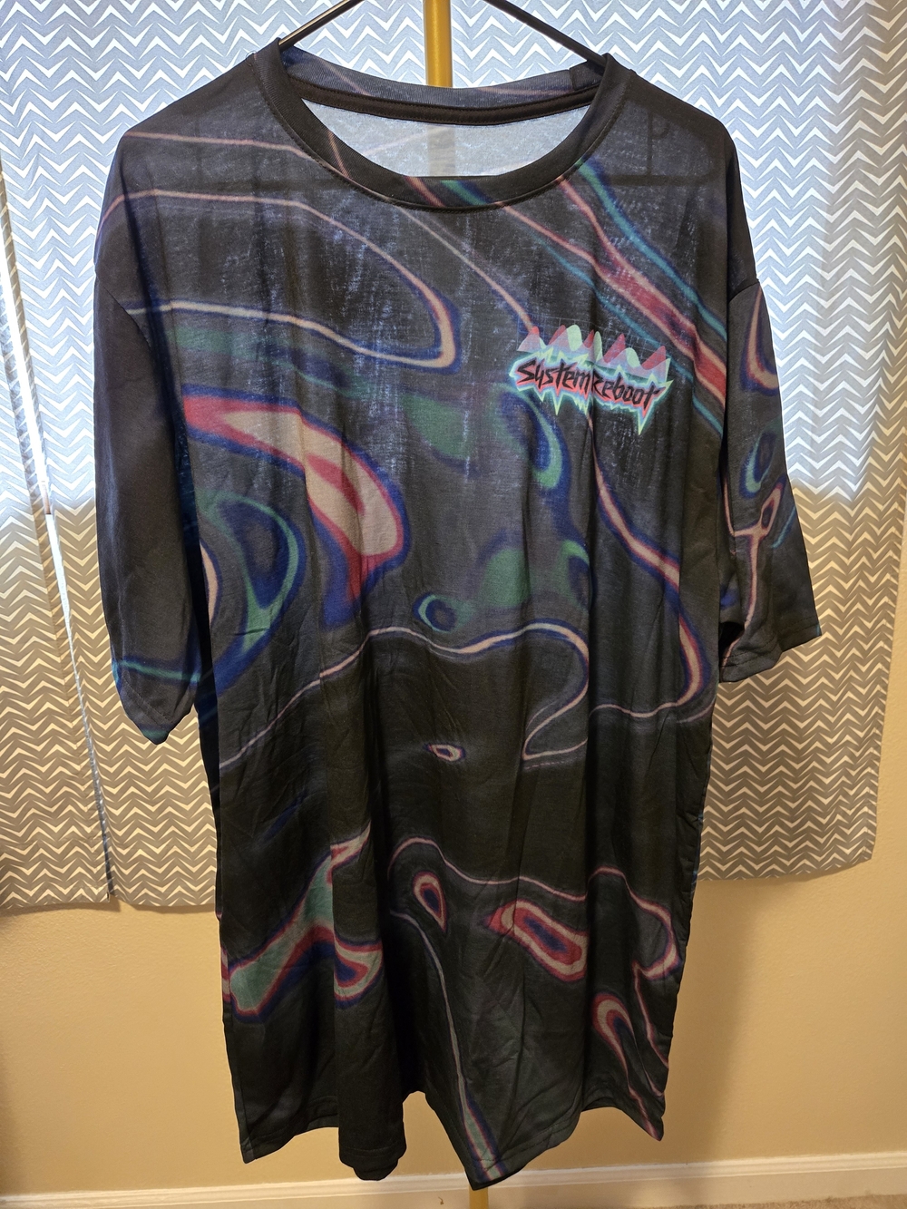 iEDM System Reboot Black Graphic Tee with Multicolor Swirl